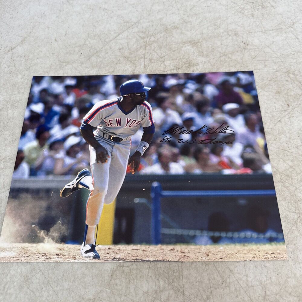 Mookie Wilson signed 8X10 photo NY Mets 1986 World Series Champs Inscribed